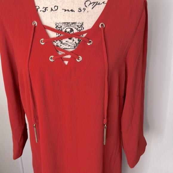 NWT! MSK Long Sleeve Boho Peasant Dress with Lace Up Bodice detail size 10 - Picture 3 of 10